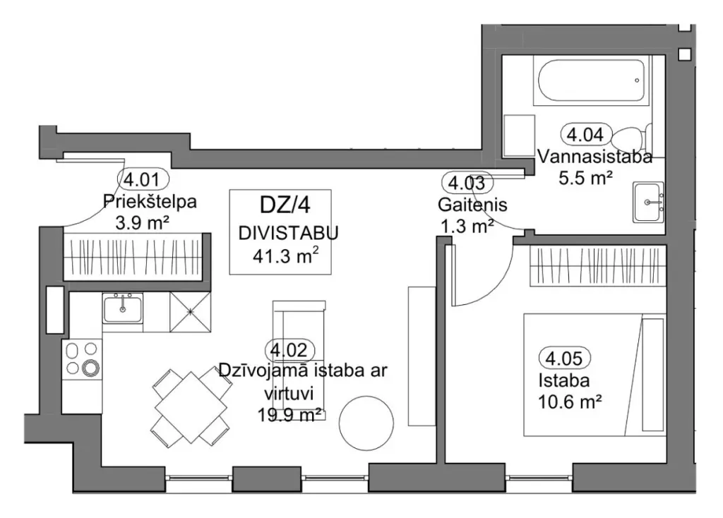 Dzīvokļa Nr. 4 telpu plāns